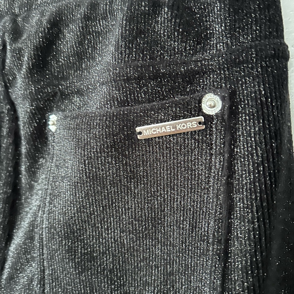 Michael Michael Kors Black Shimmer Metallic‎ Foil Pull On Leggings - Picture 5 of 5